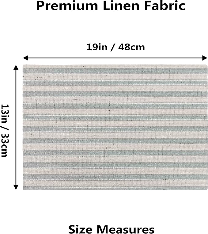 Home Brilliant Placemats Set of 6 Heat Resistant Dining Table Mat for Kitchen Table Dinner Decor, 13 x 19 inches, Stripes, Sage Green