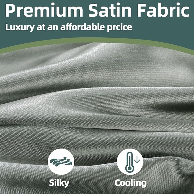 Silky Satin Pregnancy Pillow Cover (ONLY Pillowcase), U Shaped Luxurious Smooth Maternity Pillow Cover, Soft & Breathable Large Pillow Protector with Hidden Zip for Side Sleeper, Dark Grey