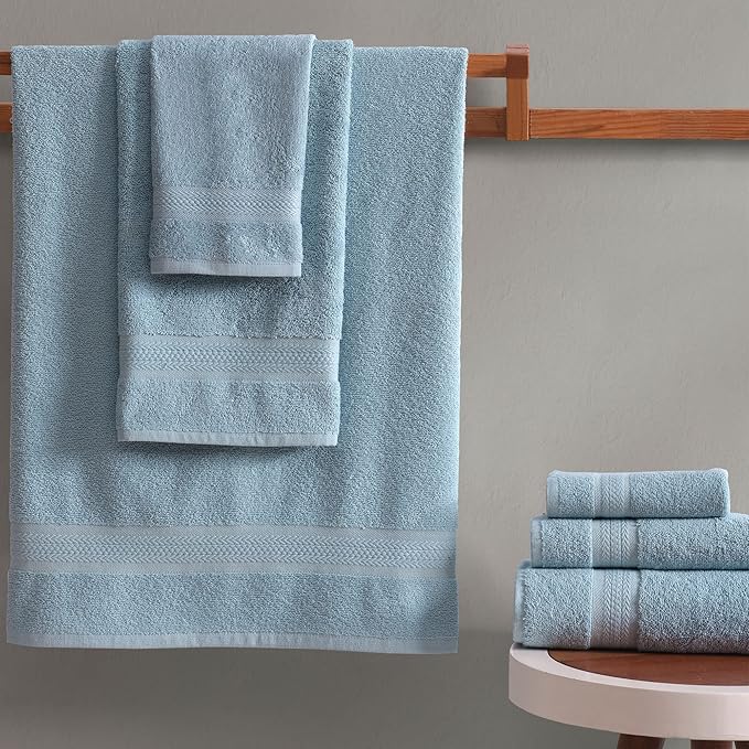 REGAL RUBY, 6 Piece Towel Set, 2 Bath Towels 2 Hand Towels 2 Washcloths, Soft and Absorbent, 100% Turkish Cotton Towels for Bathroom Shower Towel, Bath Linen Set Blue