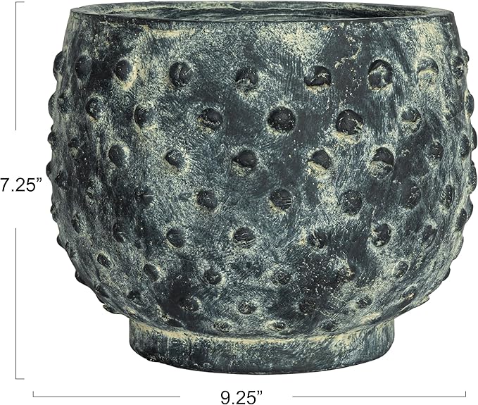 Creative Co-Op Distressed Terra Cotta Hobnail Planter, Black