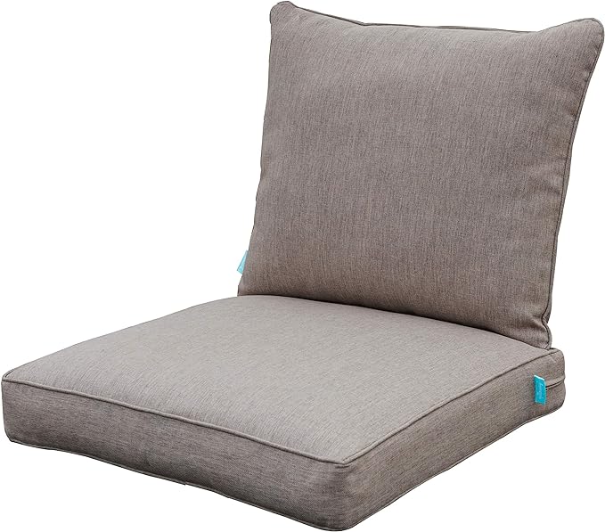 QILLOWAY Polyester Outdoor Chair Cushion Set,Outdoor Cushions for Patio Furniture.Tan/Grey