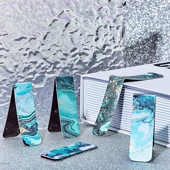 Zonon 10 Pieces Magnetic Bookmarks Magnet Page Markers Assorted Book Markers Durable Magnetic Page Clip for Students Teachers Reading, Multi Ocean Patterns