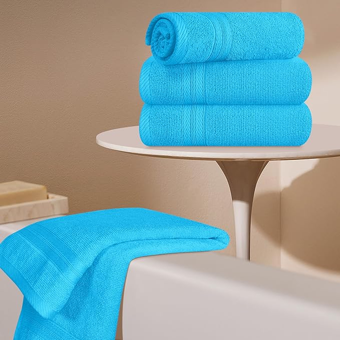 BOUTIQUO Ultra Soft 6-Piece Hand Towel Set 16x28-100% Ringspun Cotton - Durable & Highly Absorbent Hand Towels - Ideal for use in Bathroom, Kitchen, Gym, Spa & General Cleaning - Turquoise Blue