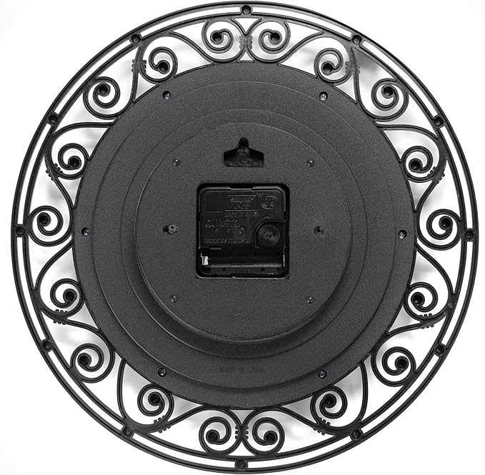 Decorative Iron Style Wall Clock 12 Inch Silent Battery Operated Vintage Elegant Retro Clocks for Living Room Decor, Kitchen Office Dining Room Bedroom School Classroom (13736)