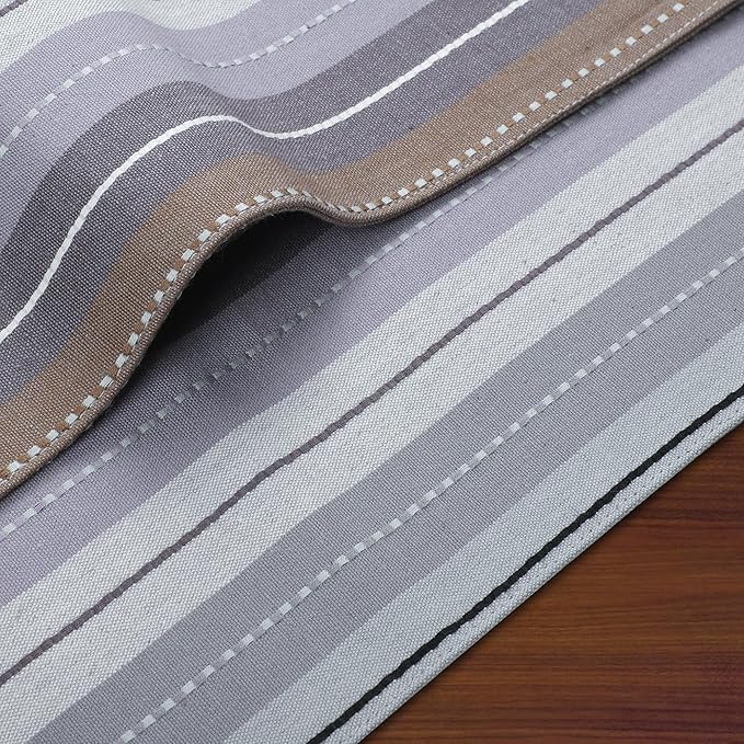 Urban Villa Christmas Placemats Grey Multi Stripes 100% Cotton Fused Tablemats for Dining Size 14''x20'' Set of 6 Placemats for Christmas Celebrations Wedding Parties Every Day Use Heavier Quality