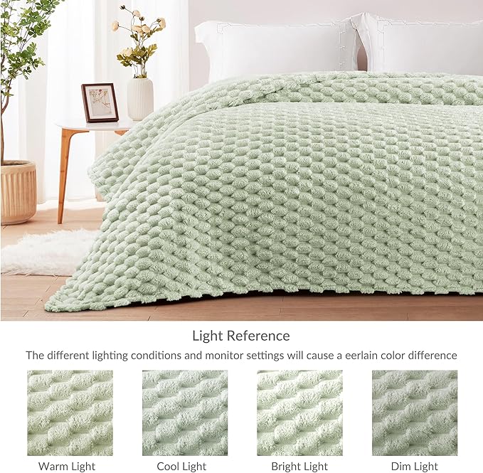 Whale Flotilla Throw Blanket for Couch with Jacquard Pattern, Fuzzy Soft Cozy Exquisite Blankets for All Season, Warm and Fluffy, 50x60 Inch, Sage Green
