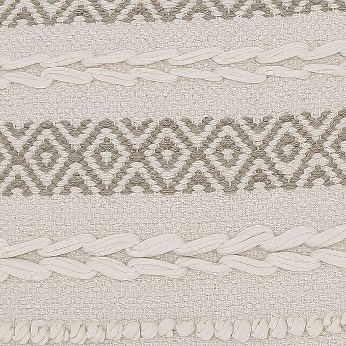 REDEARTH · Boho Textured Throw Pillow Cushion Covers - Woven Tufted Decorative Farmhouse Cases Set for Couch - Sofa - Farmhouse - Chair - Dining - Patio - 100% Cotton (18x18 ; Natural) Pack of 2