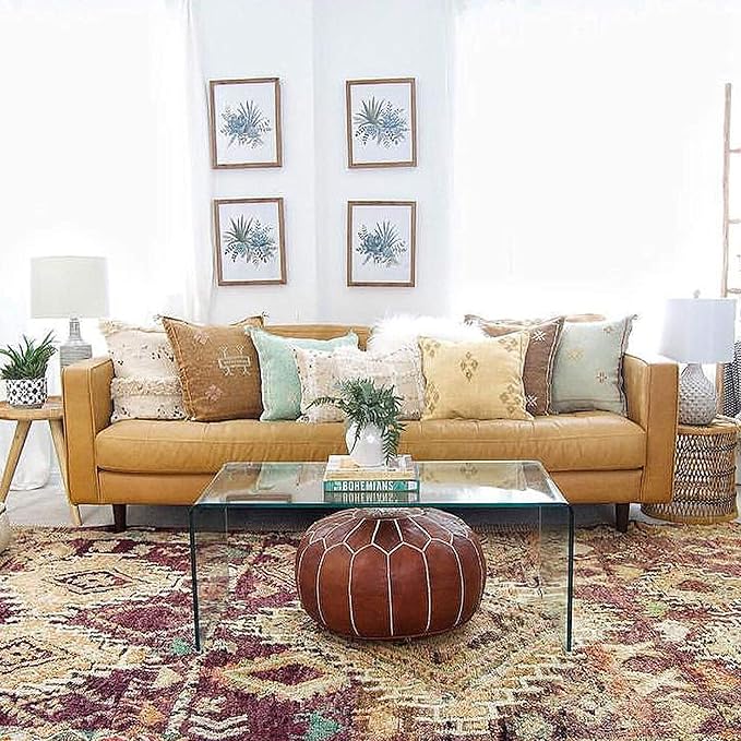 MARRAKESH STYLE Amazing & Beautiful, Original poufs Moroccan Leather Pouf, Natural Leather poufs, Home Gifts, Wedding Gifts, Unstuffed (Dark Brown)