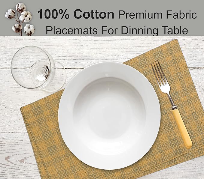 Ruvanti Placemats 100% Cotton 13x19 Inch, Dining Table Placemats Set of 6, Modern Place Mats for Dining Table Decor, Kitchen & Table Linens, Coffee Mat for Christmas Dinners - Wet Net