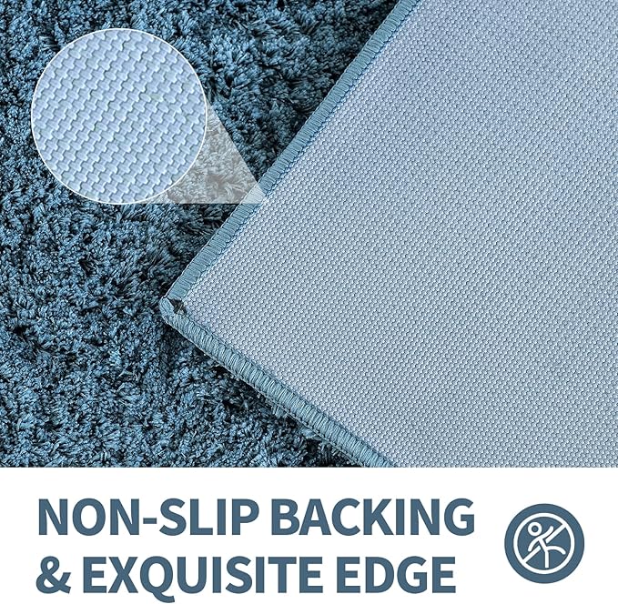 CozeCube Dusty Blue Bathroom Rugs 47" x 24", Bath mats for Bathroom Non Slip, Ultra Soft Bath Rugs Washable, Plush Microfiber Area Rugs for Bedroom