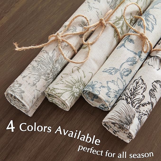 JINCHAN Floral Placemats Set of 4 Farmhouse Linen Placemats Cloth Table Mats Holiday Seasonal Rustic for Kitchen Dining Table Decor Heat Resistant Washable Tablemats 13x19 Inch Blue
