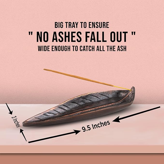 Raajsee Incense Holder Set with Nag Champa Incense Sticks 15gm,Curve Leaf Incense Stick Burner, Brass Incense Burner,Modern Stick Incense Holder for Yoga, Meditation,Home Décor Size 10x3 inches Copper