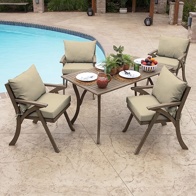 ARDEN Outdoor Dining Chair Cushion, 21 x 21, Rain-Proof, Fade Resistant 21 x 21, Tan Leala