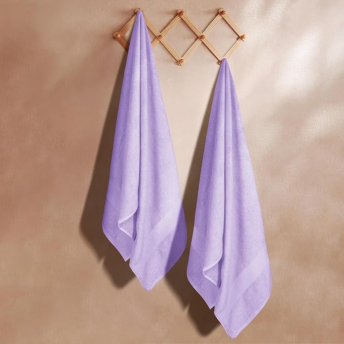 GLAMBURG Premium Cotton Oversized 2 Pack Bath Sheet 35x70-100% Pure Cotton - Ideal for Everyday use - Ultra Soft & Highly Absorbent - Machine Washable - Purple