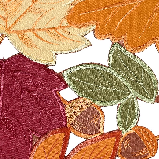 OWENIE Fall Table Runner, Thanksgiving Table Runner 120 Inches Extra Long, Harvest Leaves Home Decor for Autumn Season, Cutwork Embroidered Leaf Decoration for Holiday, 13 x 120 Inches Dresser Scarf