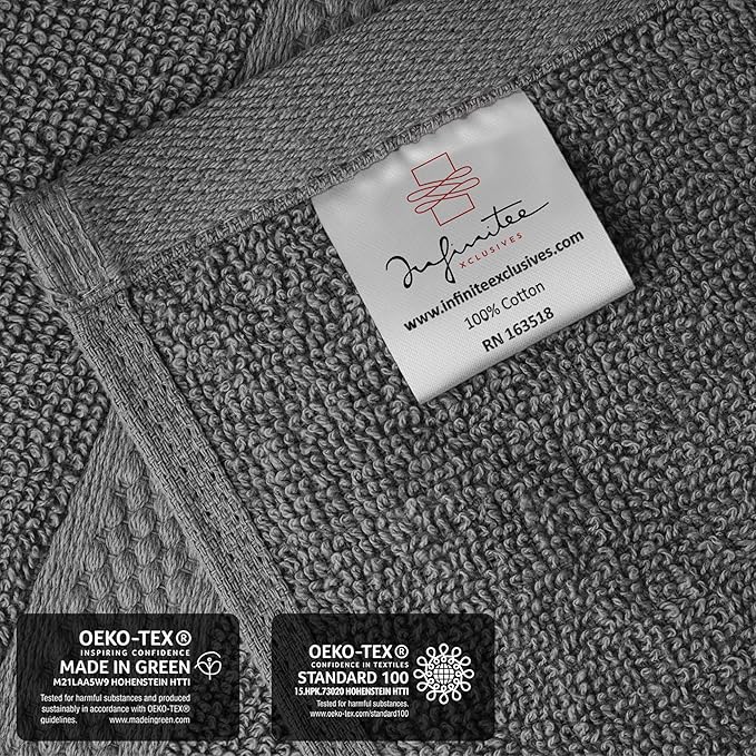 Infinitee Xclusives 100% Cotton Hand Towels for Bathroom – Ultra-Soft & Highly Absorbent, 6-Pack, Gym, Spa & Hotel | Shadow Grey |