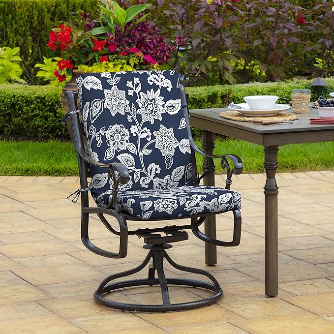 Arden Outdoor Dining Chair Cushion, 20 in x 20 in, Weather-Proof, Rain-Proof, Fade Resistant Patio Cushion for Patio, Dining, or Rocking Chairs 20 x 20, Sapphire Blue Ashland Jacobean