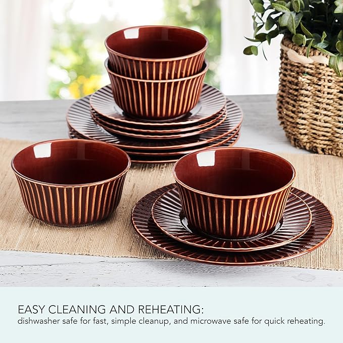 Pfaltzgraff Dannie Red 12 Piece Dinnerware Set, Service for 4, Red
