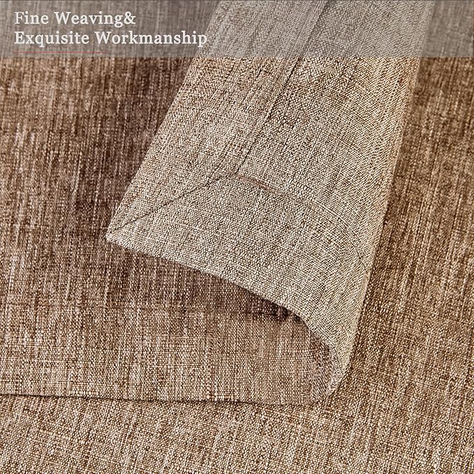 Mebakuk Cloth Placemats, Machine Washable Linen Style Thick Place Mats, Heat Resistant and Easy to Clean Fabric Table Mats for Kitchen Dining Table (Flaxen, Set of 6)