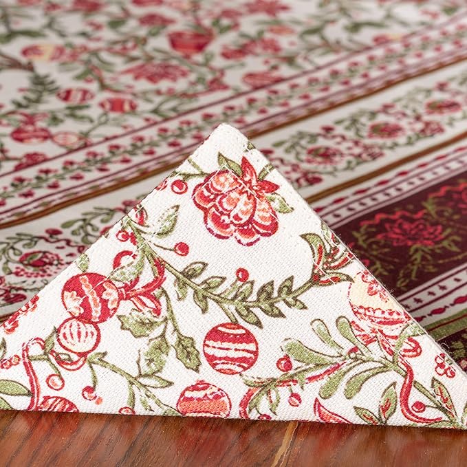 Maison d' Hermine Placemats Set of 4 100% Cotton Washable Cloth Place Mats, Reusable Table Mats for Kitchen Dining Decoration, Party, Wedding, Restaurant (Reveillon Au Jardin, 13" x 19")