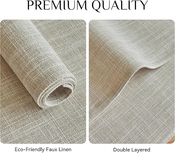 Softalker Faux Linen Placemats Set of 4-12 x 18 Inch, Heat Resistant Double Layered Durable Burlap Farmhouse Place Mats, Non-Slip Washable Rustic Table Mats for Dining, Kitchen, Party๏ผCream
