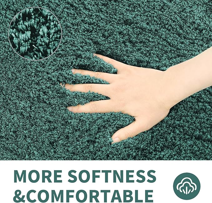 CozeCube Green Bath mats 36" x 24", Non Slip Shaggy Bathroom Rug, Ultra Soft Machine Washable Plush Pile Rugs, Fluffy Microfiber for Bedroom