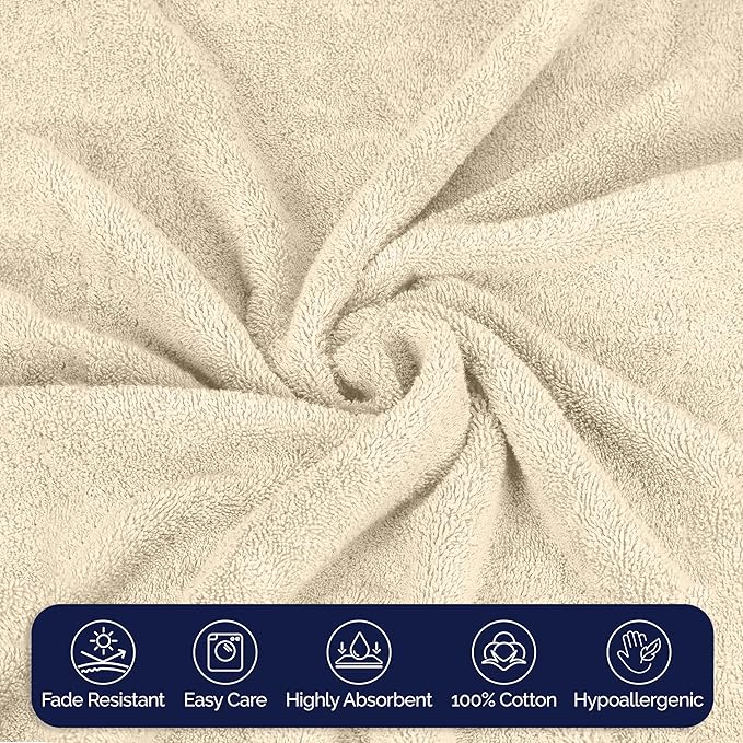 Elegant Comfort Premium Turkish Cotton 1 Piece Jumbo Bath Towel - 35 x 70 inch, Luxurious Hotel Spa Quality 100% Turkish Cotton Large Bath Towel - Highly Absorbent - Soft Bathroom Towel, Ivory