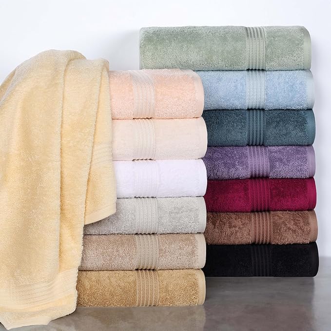 Superior Egyptian Cotton 8-Piece Towel Set, Assorted Towels for Home Bathroom, Guest Bath Decor Essentials, Includes 2 Bath, 4 Hand, 2 Face Towels/Washcloths, Quick Dry, Absorbent, Burgundy