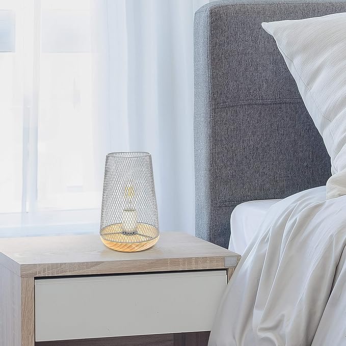 Simple Designs LT1074-GRY Wired Mesh Uplight Table Lamp, Gray