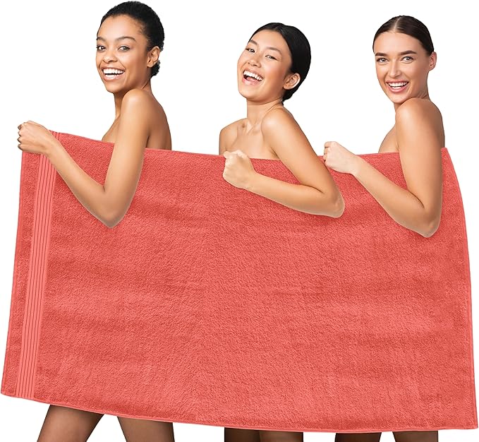Elegant Comfort Premium Turkish Cotton 1 Piece Jumbo Bath Towel - 35 x 70 inch, Luxurious Hotel Spa Quality 100% Turkish Cotton Large Bath Towel - Highly Absorbent - Soft Bathroom Towel, Coral