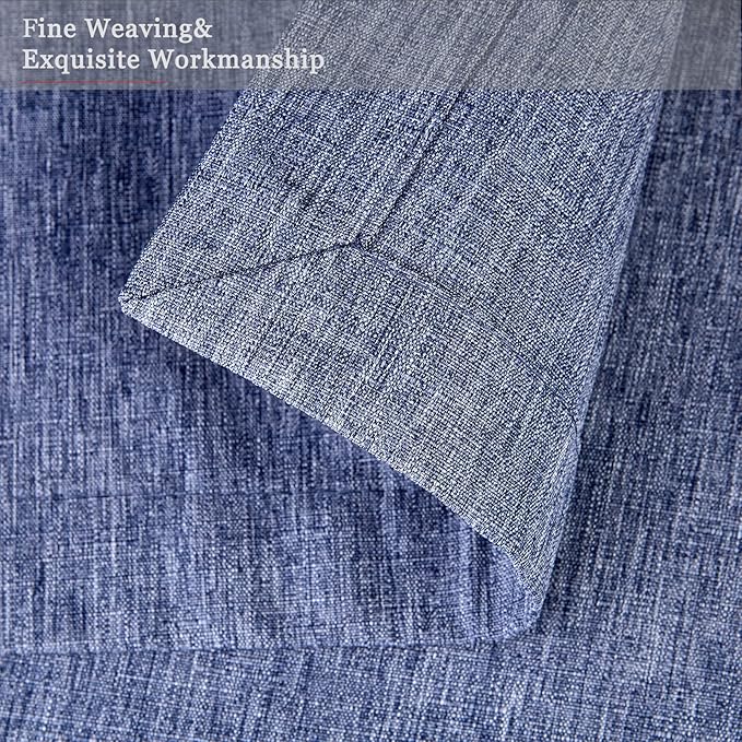 Mebakuk Cloth Placemats, Machine Washable Linen Style Thick Place Mats, Heat Resistant and Easy to Clean Fabric Table Mats for Kitchen Dining Table (Denim Blue, Set of 6)