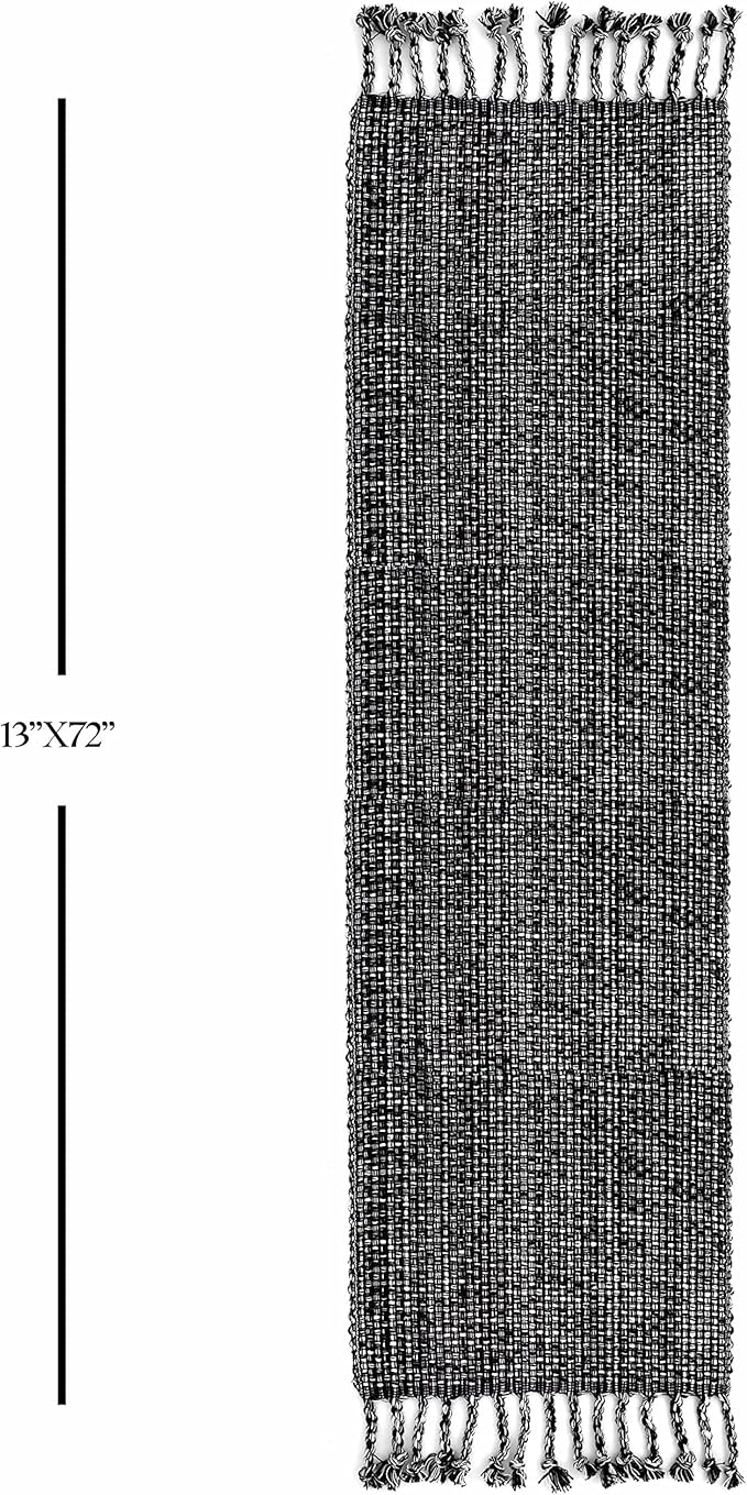 100% Cotton Table Runner for Dining Room Tables Rectangle Two Tone Woven Fabric 72" x 13" Soft Durable Table Runner, Black(Pack of 1)