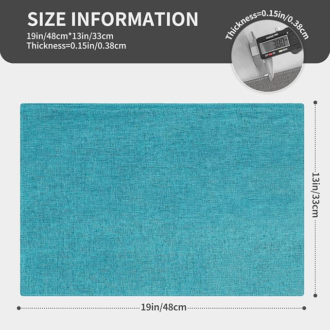 Cloth Placemats, Set of 6 Heat-Resistant Cotton Linen Blend Double Layered Machine Washable Place Mats, Wrinkle Free Thick Fabric Dining Table Mats for Indoors & Outdoors (Teal, 6)