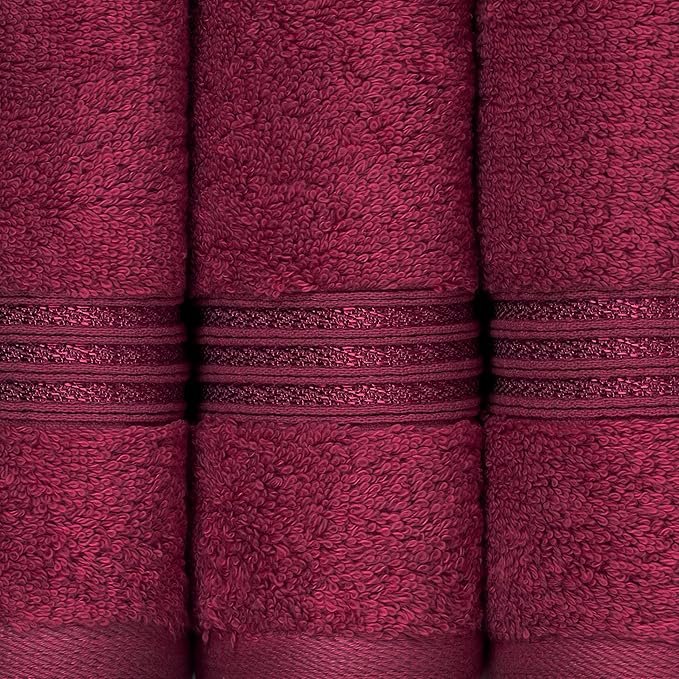 Superior Egyptian Cotton Bath Towel Set, Home Bathroom Towels, Master, Guest Bath, Decor Essentials, Quick Dry, Absorbent, Large Body Towels, Spa, Hotel, Resort, Adult, Kids, Set of 2, Burgundy