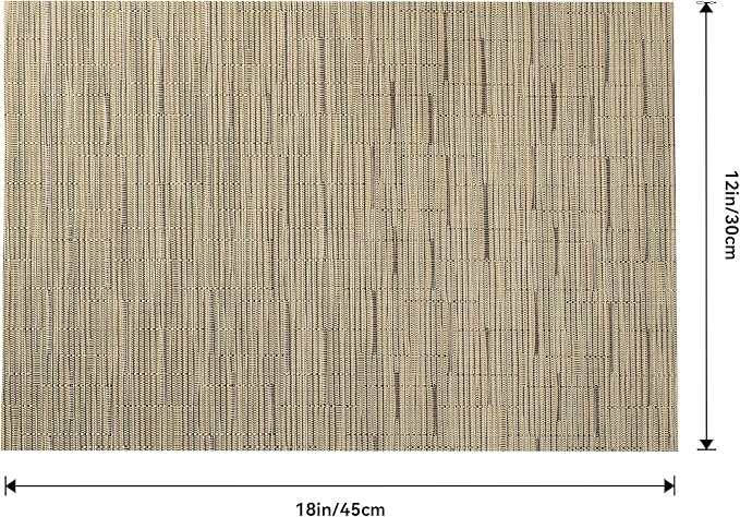 Leetaltree Light Brown Placemats Set of 12 - Heat Resistant Non-Slip Place mats for Dining Table, Washable Durable PVC Vinyl Woven Table Mats(Light Brown, 12)
