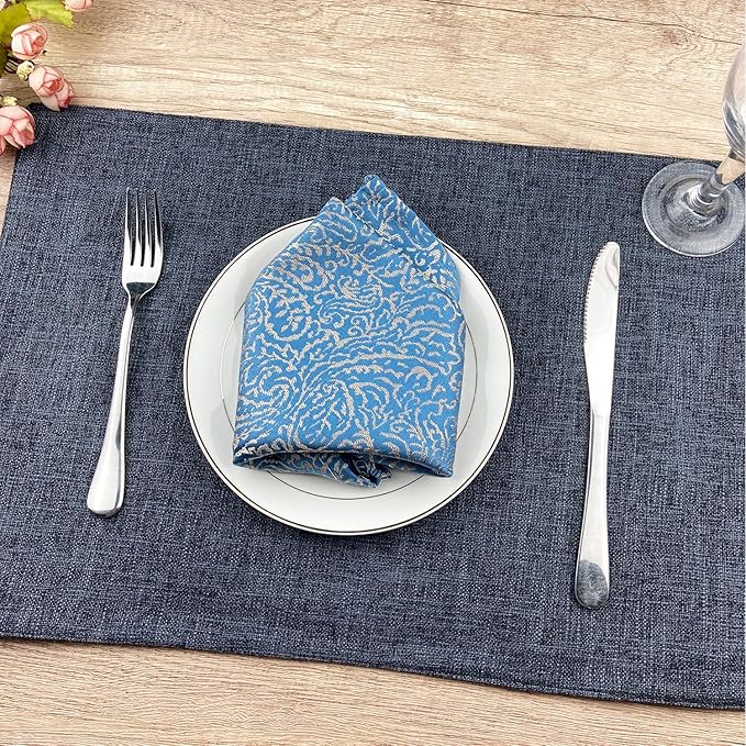 Weabetfu Cloth Placemats Set of 4 Heat Resistant Dining Table Placemmats Cotton Linen Machine Washable Kitchen Table Mats Wrinkle Free Thick Fabric Place Mats,Easy to Clean,13×19inch