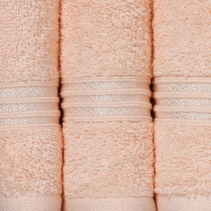 Superior Egyptian Cotton 8-Piece Hand Towel Set, Towel Basics For Quick Dry, Absorbent Small Towels, Facial, Spa, Kitchen, Bathroom Essentials, Apartment, Guest Bath, Soft, Washcloth, Peach