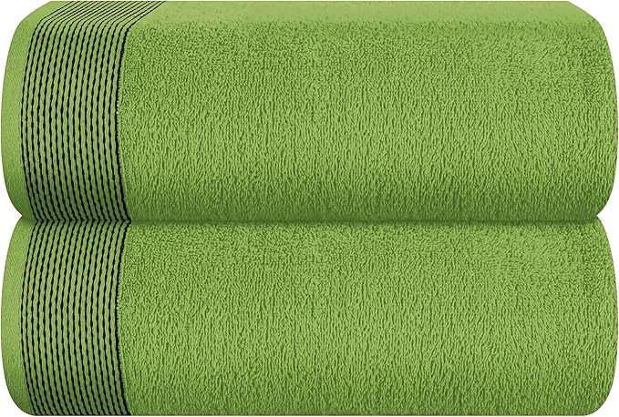 Belizzi Home Cotton 2 Pack Oversized Bath Sheet 35 x 70, Large Bath Sheet, Ultra Absorbent, Compact, Eco-Friendly and 100% Recyclable, Quick Drying and Lightweight Towel - Kiwi Green