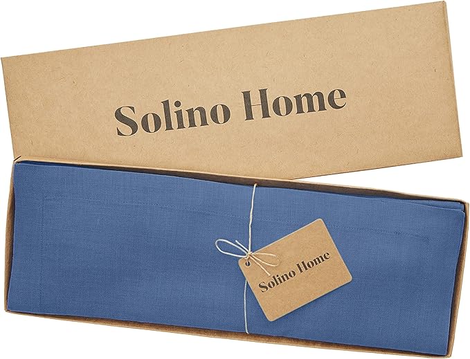 Solino Home Linen Placemats Set of 4 - Indigo Blue Placemats 14 x 19 Inch - 100% Pure Linen Table Place Mats for Summer - Fete