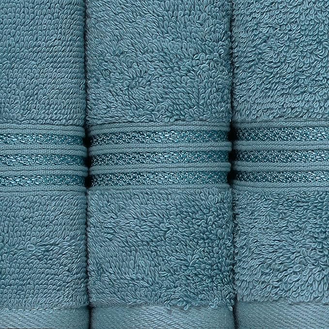 Superior Egyptian Cotton 9-Piece Towel Set, Assorted Towels for Home Bathroom, Guest Bath Decor Essentials, Includes 3 Bath, 3 Hand, 3 Face Towels/Washcloths, Quick Dry, Absorbent - Sapphire