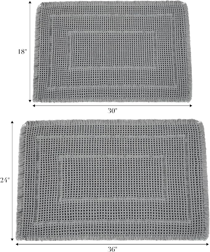 Bathroom Floor Mat,Boho Bathroom Mat,Super Absorbent Bath Rug, Non Slip WashableBathroom Rugs, Quick Dry Shower Mats, Ultra Soft Bath Mat Towel,Grey,18"*30"