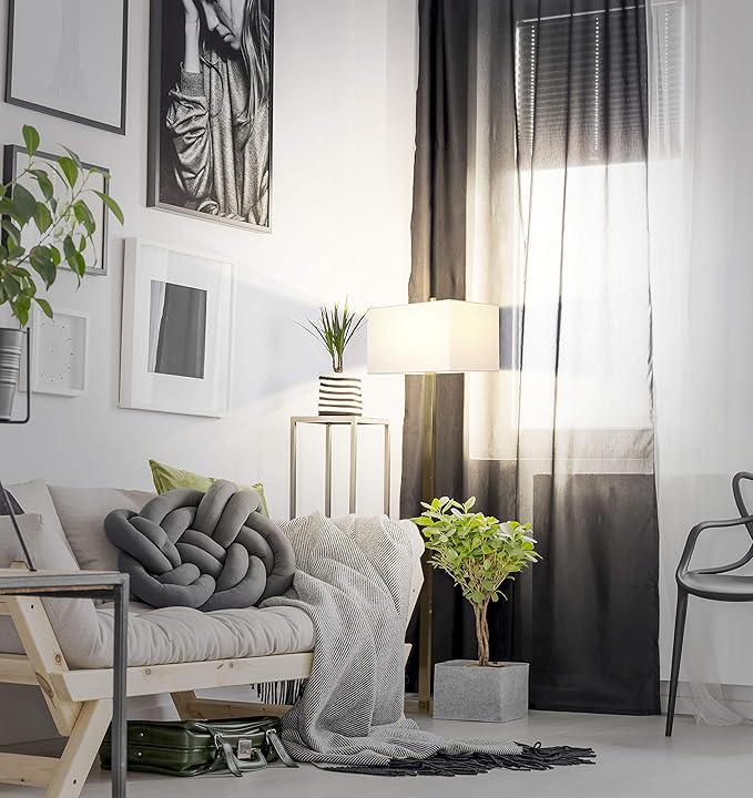 Brightech Stella Mid-Century Modern Standing Lamp, Contemporary Lamp for Living Rooms & Offices, LED Floor Lamp for Reading and Work, Excellent Tall Lamp with Heavy Base for Living Room Décor - Brass
