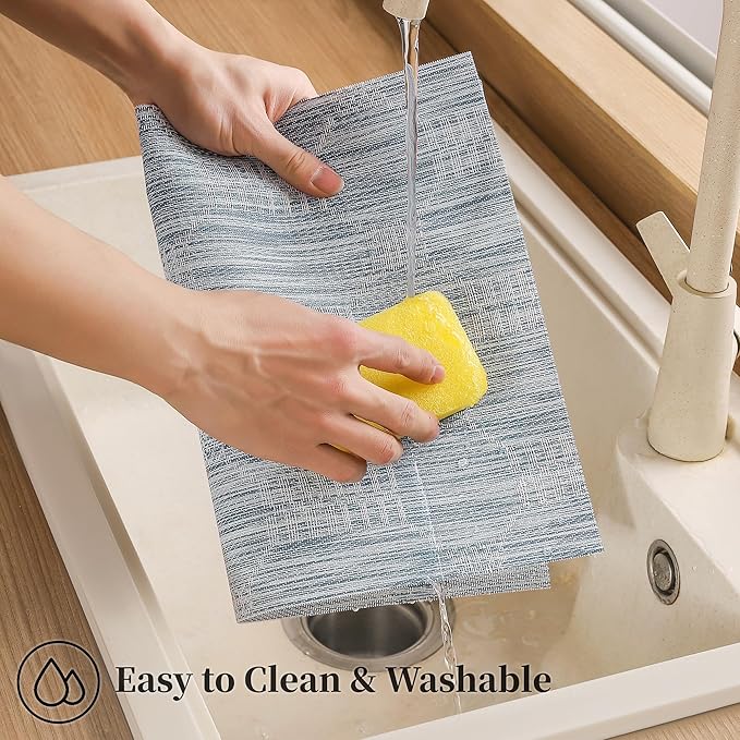 Leetaltree Jacquard Blue Placemats Set of 12 - Heat Resistant Non-Slip Place mats for Dining Table, Washable Durable PVC Vinyl Woven Table Mats(Jacquard Blue, 12)