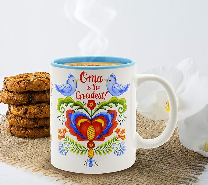 Essence of Europe Gifts E.H.G 12 oz. Ceramic Coffee Mug, Oma is the Greatest Design - Multicolor Ceramic Mug, German or Dutch Grandma