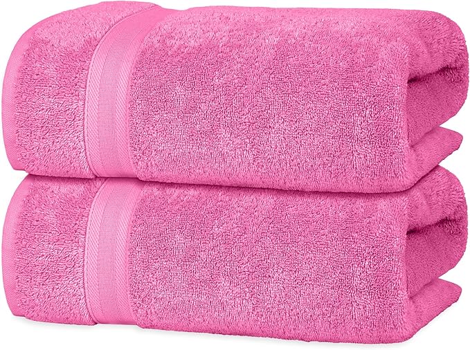 Quick-Dry, Soft & High Absorbent Jumbo Bath Sheet 35"x70" Cotton Turkish Bath Towel Set of 2 | Daily Use 100% Cotton for Bathroom, Gym & More | Bathroom Towels Set (2 Pcs, Pink)