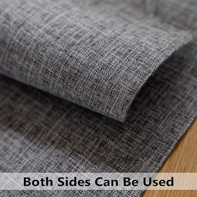 Demetex Cloth Placemats Set of 6 Table Mats Gray Linen Place Mats for Buffet Kitchen and Dining Room, Ash Grey