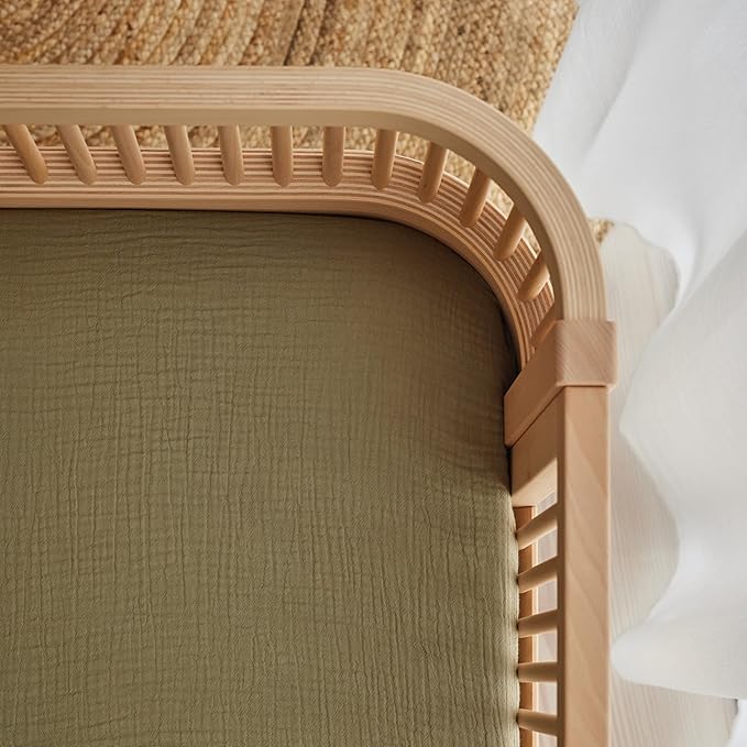 Denmark - Super Soft Muslin Mini Crib Sheets - 24'' x 38'' - 100% Organic Baby Crib Sheets for Boys and Girls - 2-Pack (Blush/Sage Green)