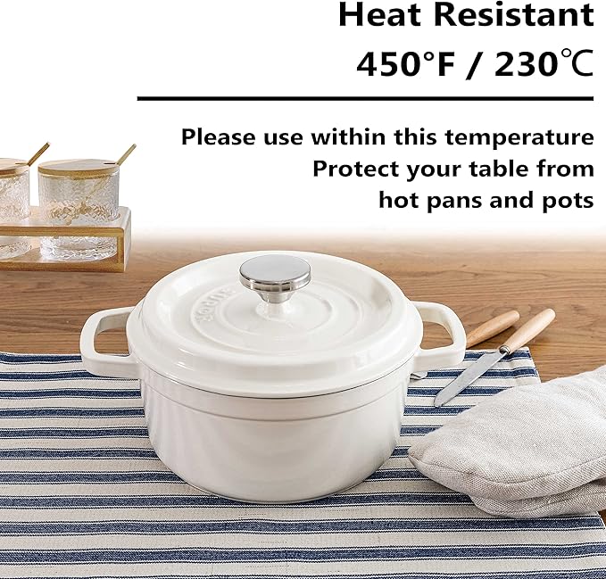 Home Brilliant Placemats Set of 6 Heat Resistant Dining Table Place Mats for Kitchen Table Farmhouse Rustic, 13 x 19 inches, Stripes, Navy Blue and Beige