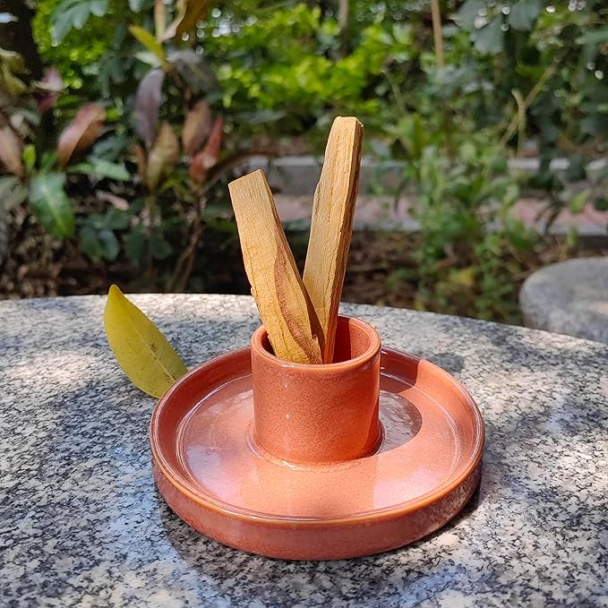 Palo Santo Holder, Ceramic Incense Burner for Palo Santo Stick, Scent Wood Stand and Ash Catcher (Red)