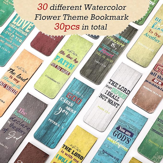 Chinco 30 Pcs Christian Bookmarks Magnetic Bible Verse Bookmarks Religious Scripture Inspirational Church Supplies Motivational Prayer Page Clip for Women Kid Student Teacher School Gift (Vintage)